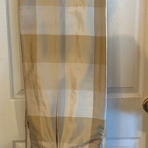 Ethan Allen Dupioni Silk Buffalo Check Ecru, Rod Loop Drapes. 2 panels